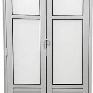 Porta De Aluminio Camarão Palheta Vidro Mini Boreal Com Trinco Linha Premium Branco