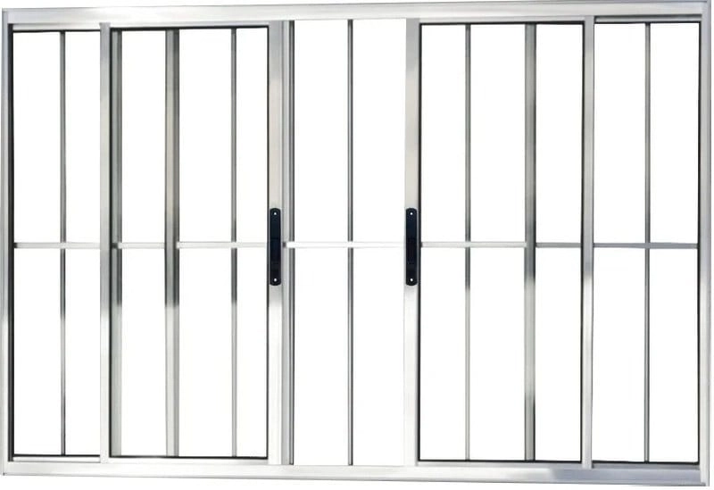 Vitro De Aluminio 4 Folhas Com Grade Linha Premium Brilhante