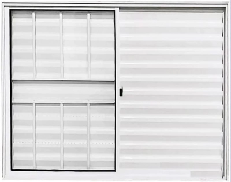 Janela Veneziana De Alumínio 3 Folhas 1,00 X 1,20 Com Grade Cor Branco Linha Econ