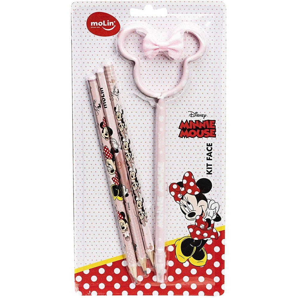 Kit Face Minnie 1 Caneta 3 Lapis Molin