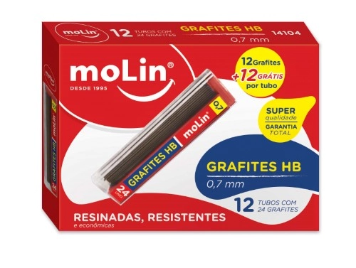 Grafite Molin 0,7mm Hb 3 Tb C/12 Grafites L36 P 24 C/ 12 Uni