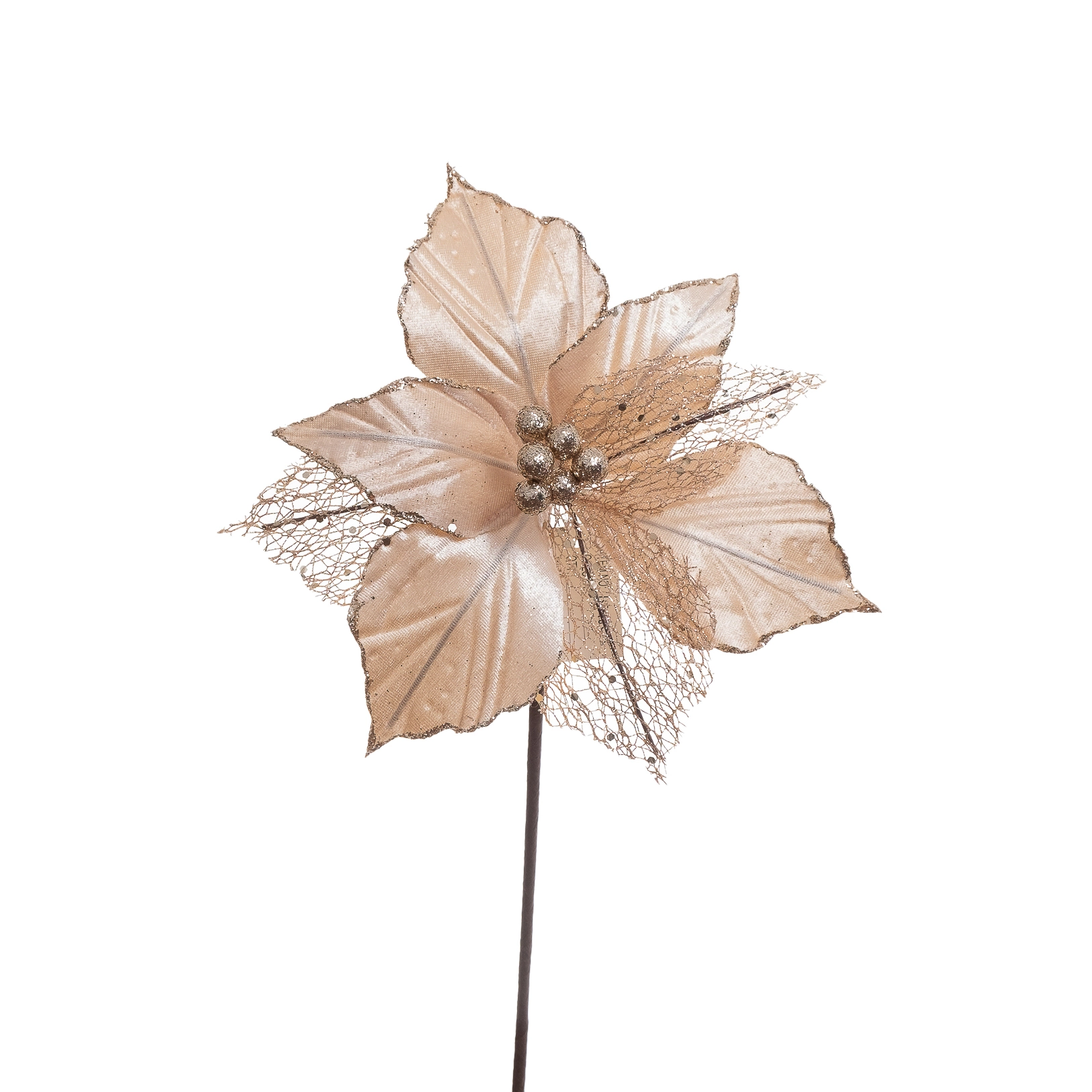 Flor Poinsettia Decorativa Champanhe 45cm 15018ch Bela Flor