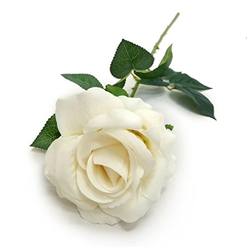 Haste Bela Flor Leafs X3 75cm Rosa Branca