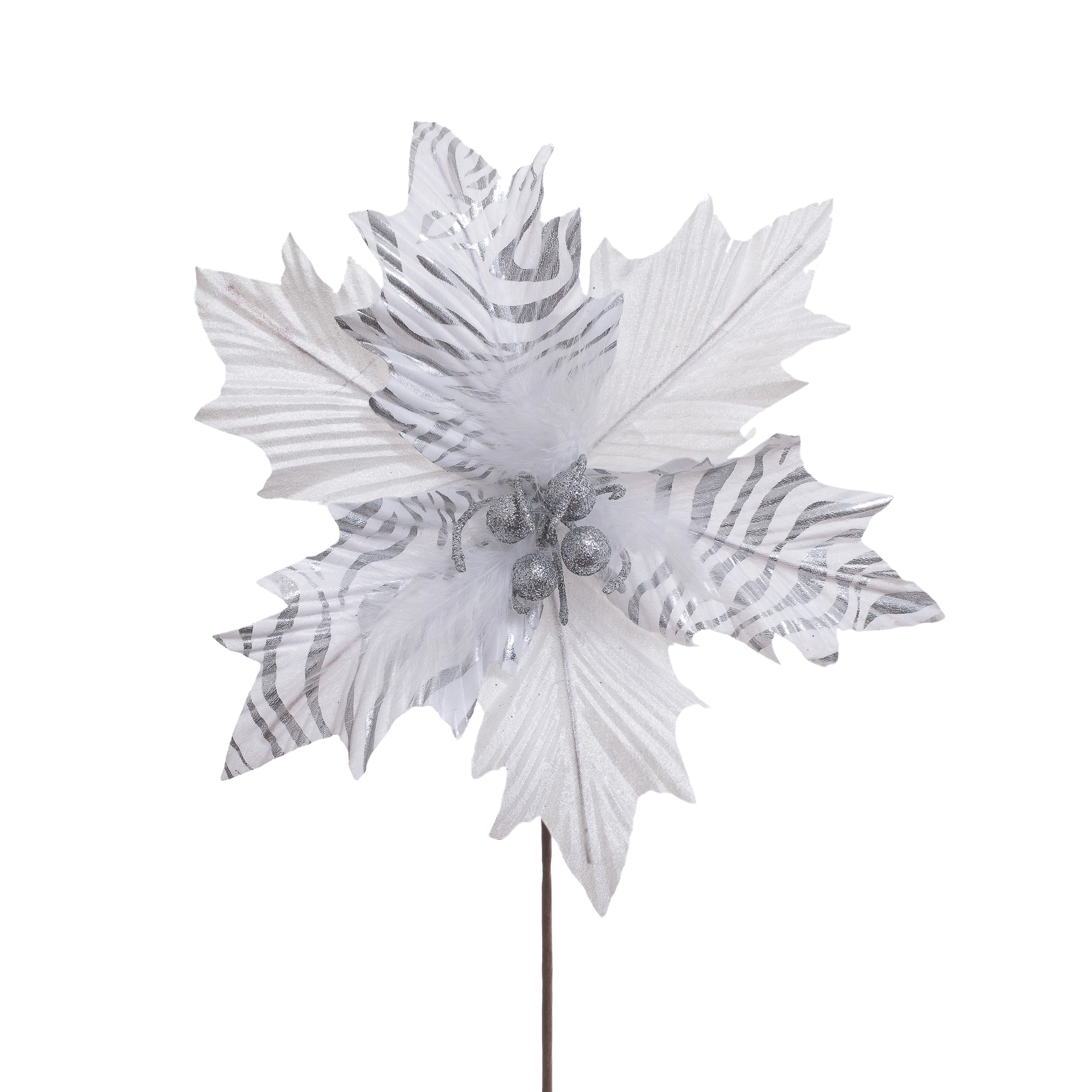 Haste Flor Natal Decor 19x45cm Pto Bco 15753 Bela Flor