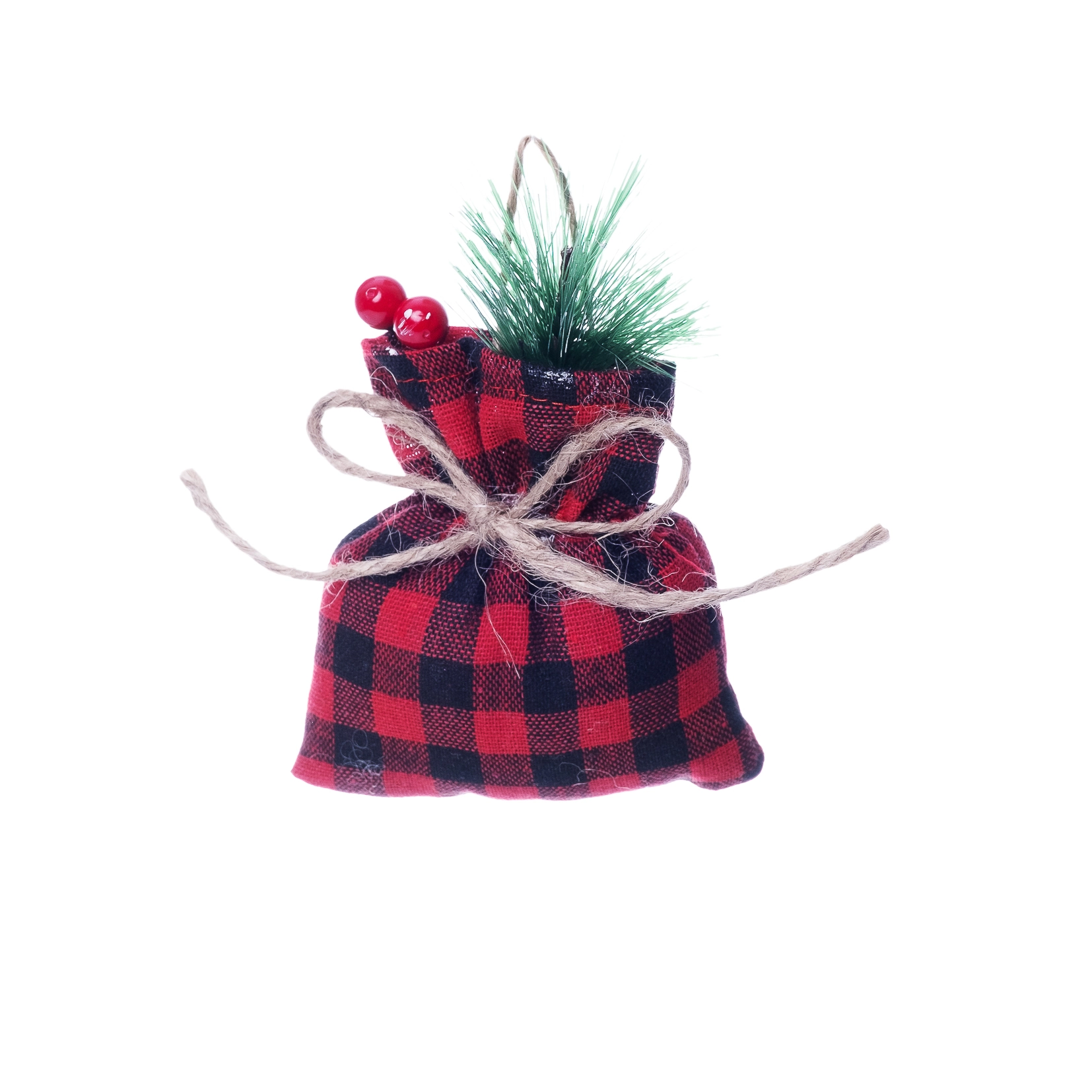 Enfeite Saco De Presentes Xadrez 9x10cm Vm 16240 Bf