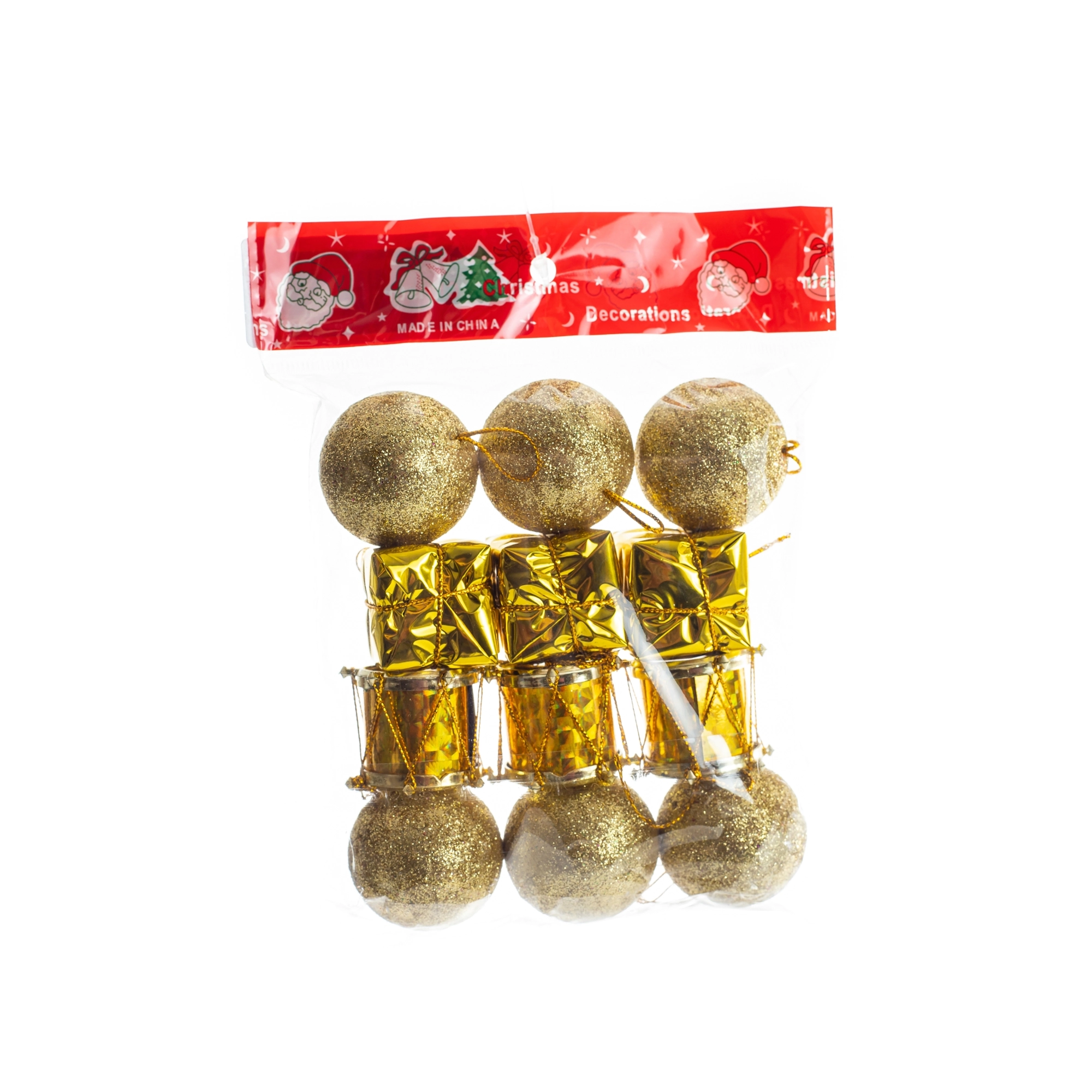 Kit Enfeite Pendurar Presente Bola Natal Dourado 15210dr Bela Flor