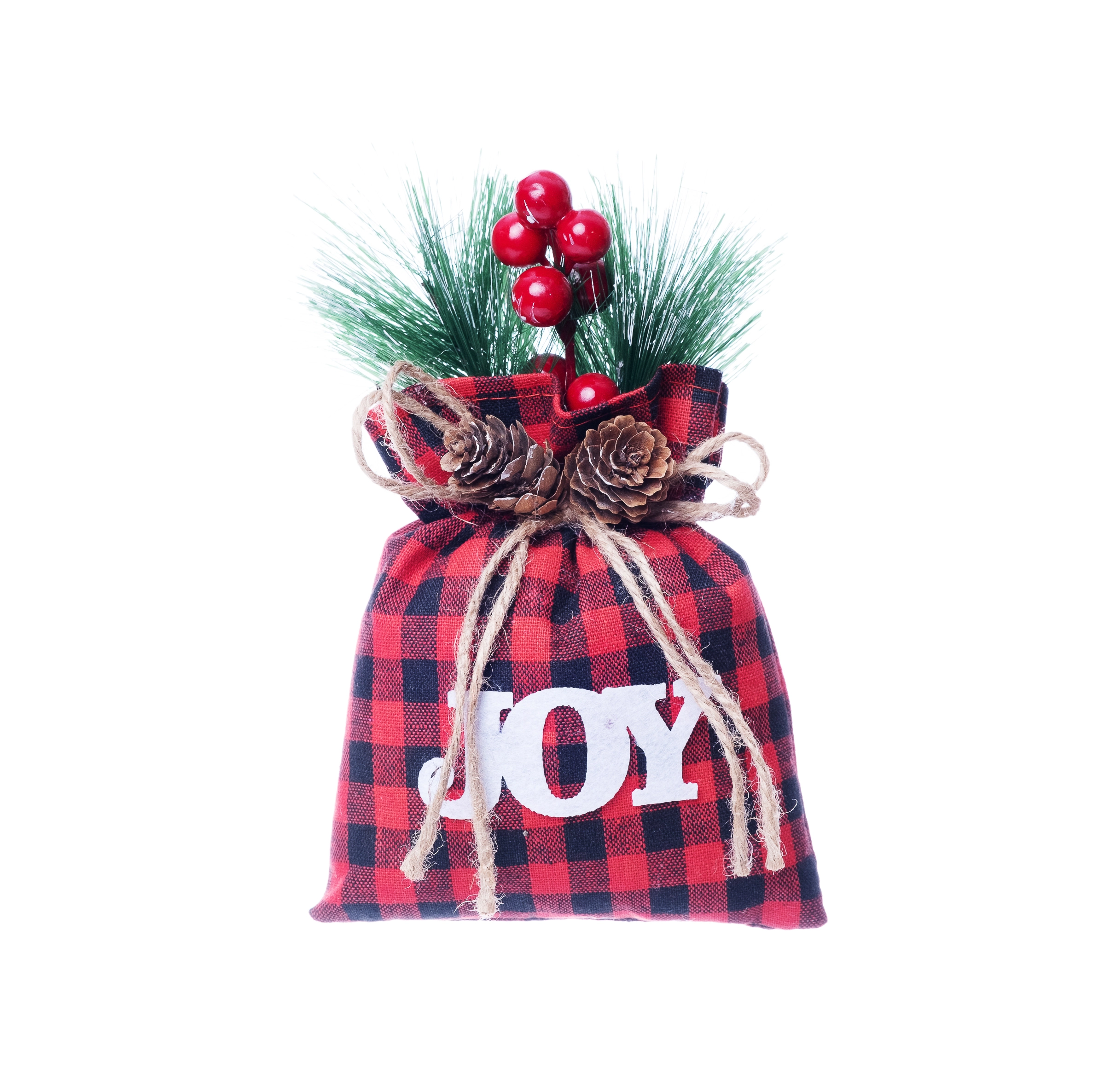 Enfeite Saco Presentes Xadrez Joy 14x16cm 16223 Bela Flor