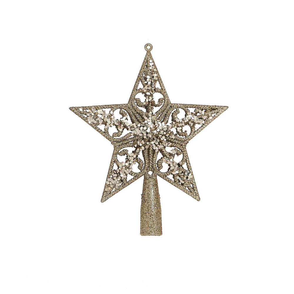 Ponteira Estrela Flor Lis Champagne 17cm 13061ch Bela Flor