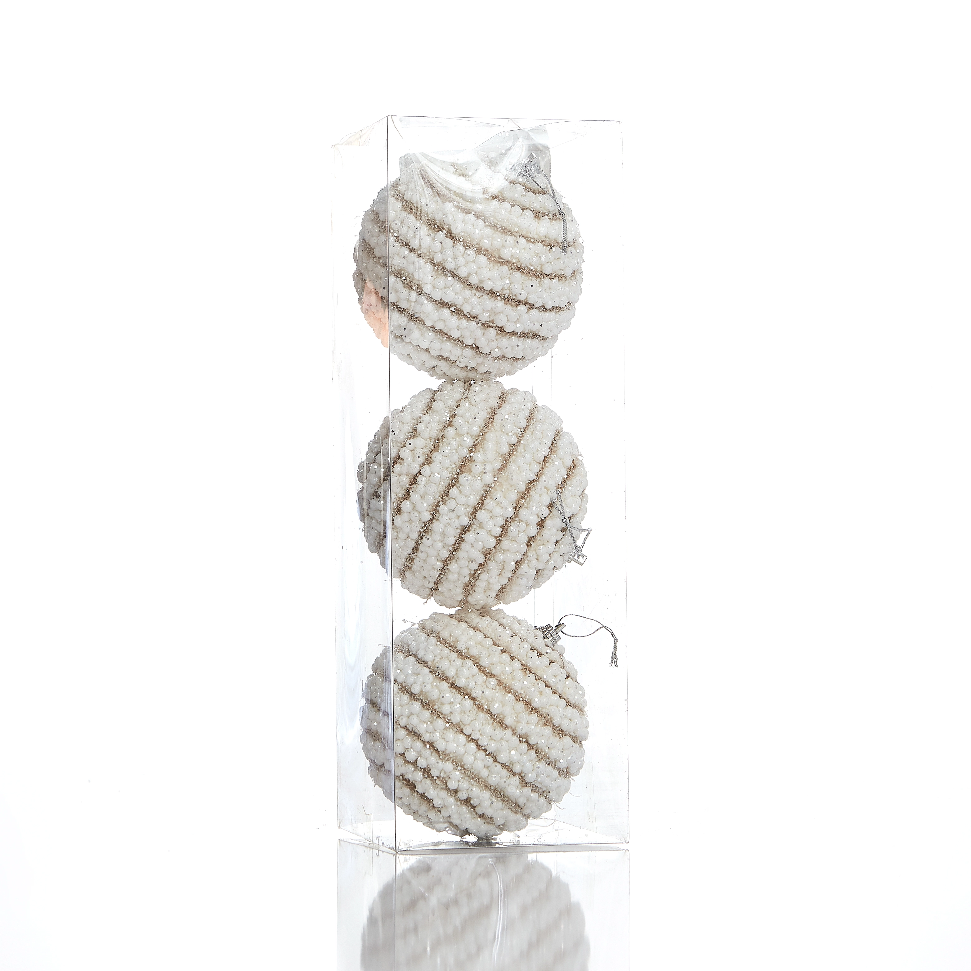 Bola Natal Perolas 3pc Pvc 10cm 12093 Bela Flor