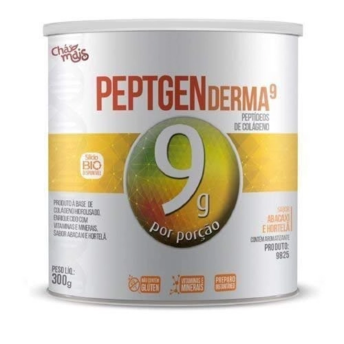 Colágeno Peptgen Derma 9g Abacaxi Com Hortelã 300g Chá Mais