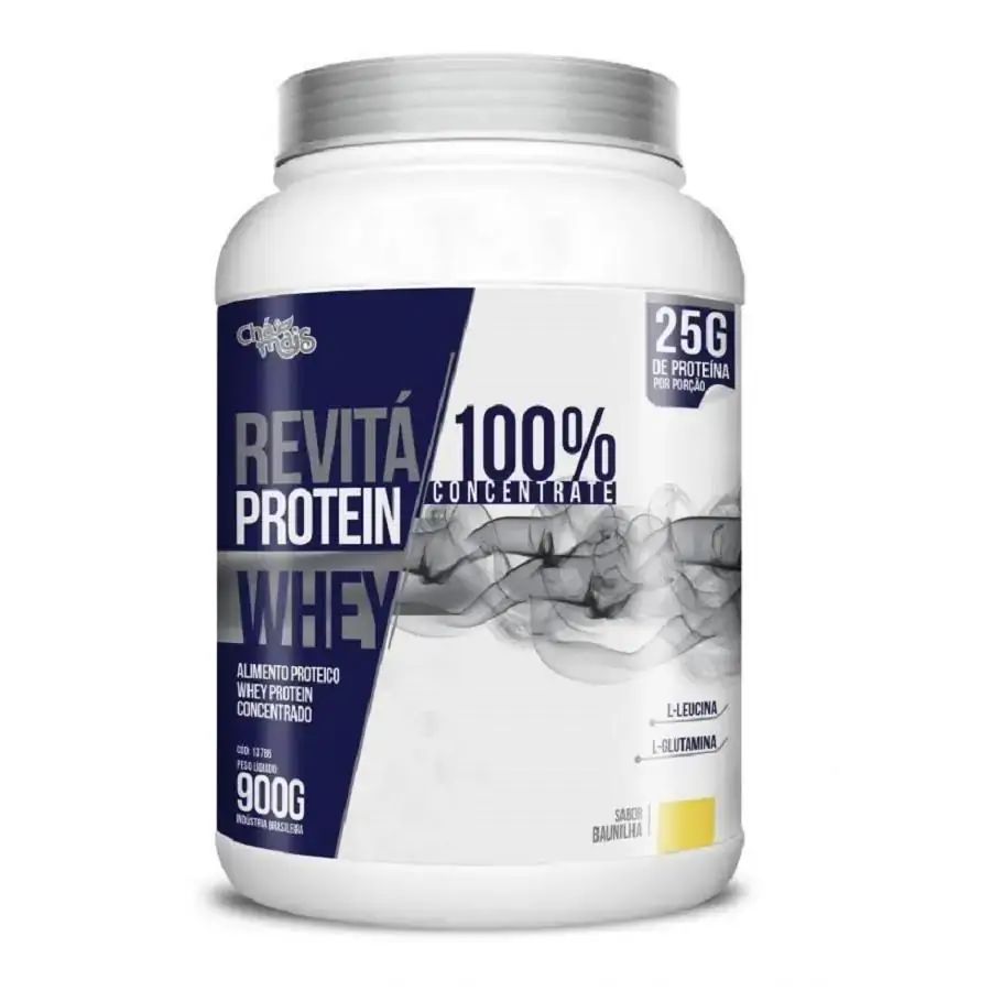 Whey Protein 100 Concentrado Revitá Baunilha 900g Chá Mais