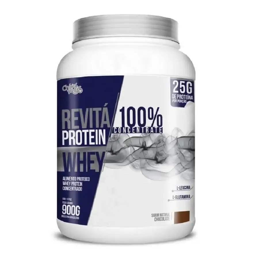 Whey Protein 100 Concentrado Revitá Chocolate 900g Chá Mais