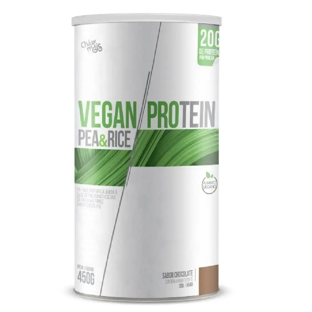 Vegan Protein Pea E Rice Chocolate 450g Chá Mais