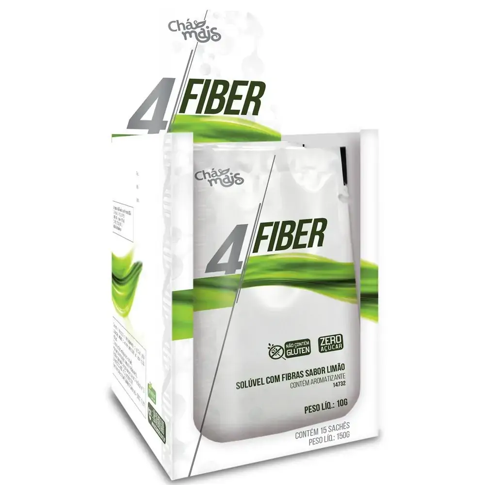 4 Fiber Solúvel De Fibras Sabor Limão Cx 15 Sachês