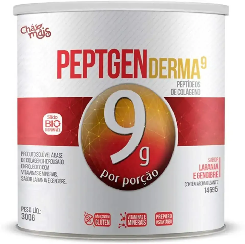 Colágeno Peptgen Derma 9g Laranja E Gengibre 300g Chá Mais