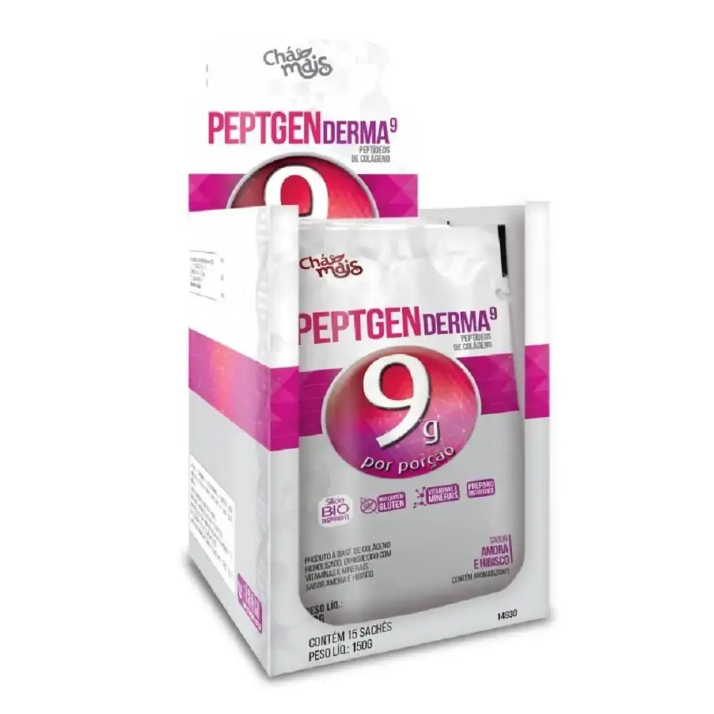 Colágeno Peptgen Derma 9g Amora E Hibisco 15 Saches Chá Mais