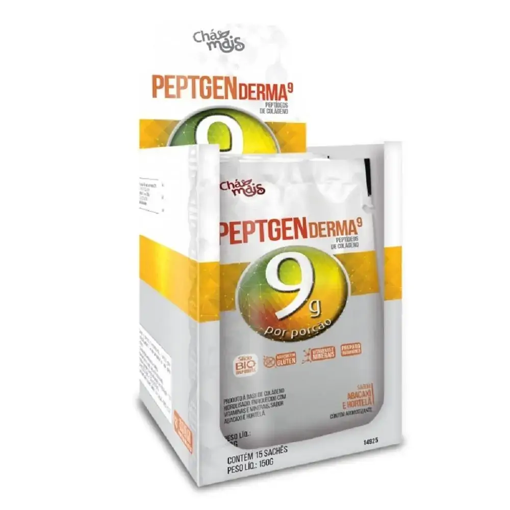 Colágeno Peptgen Derma 9g Abacaxi Com Hortelã 15 Saches Chá Mais