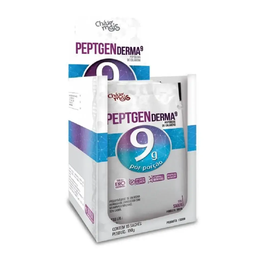 Colágeno Peptgen Derma 9g Sem Sabor 15 Saches Chá Mais