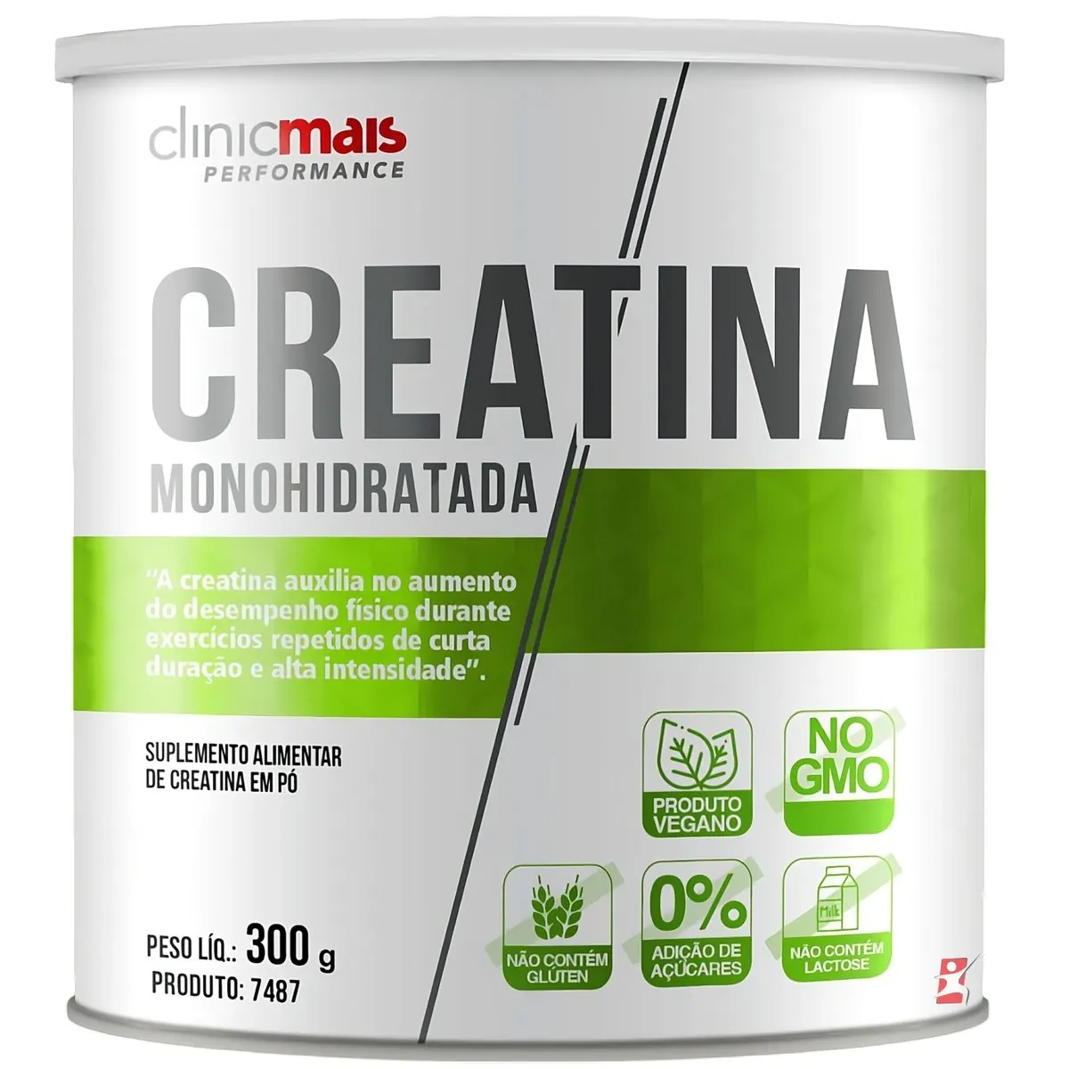CREATINA VEGANA 100% MONOHIDRATADA 100 DOSES 300G SEM SABOR - CLINICMAIS