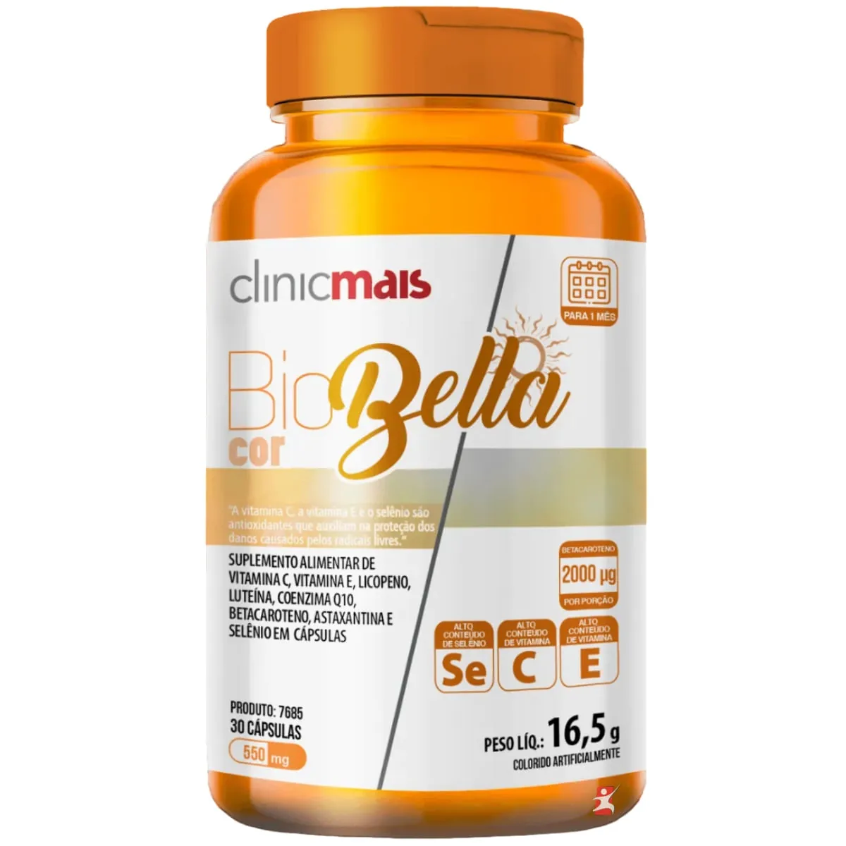 BIOBELLA COR BETACAROTENO + COENZIMA Q10 + LUTEÍNA + ASTAXANTINA + LICOPENO + VITAMINAS 30 CAPS - CL