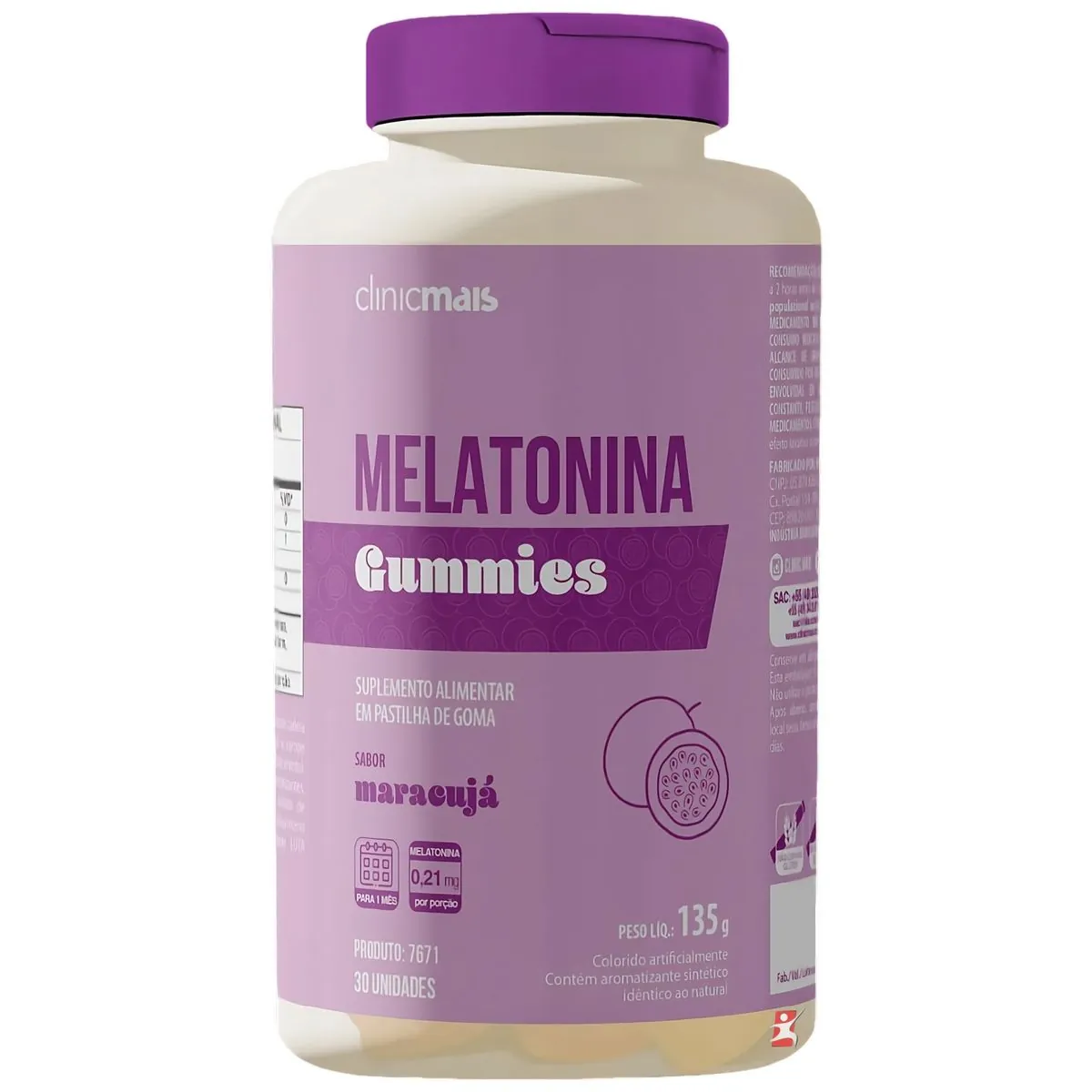MELATONINA EM GUMMIES SABOR MARACUJA 30 GOMAS - CLINICMAIS