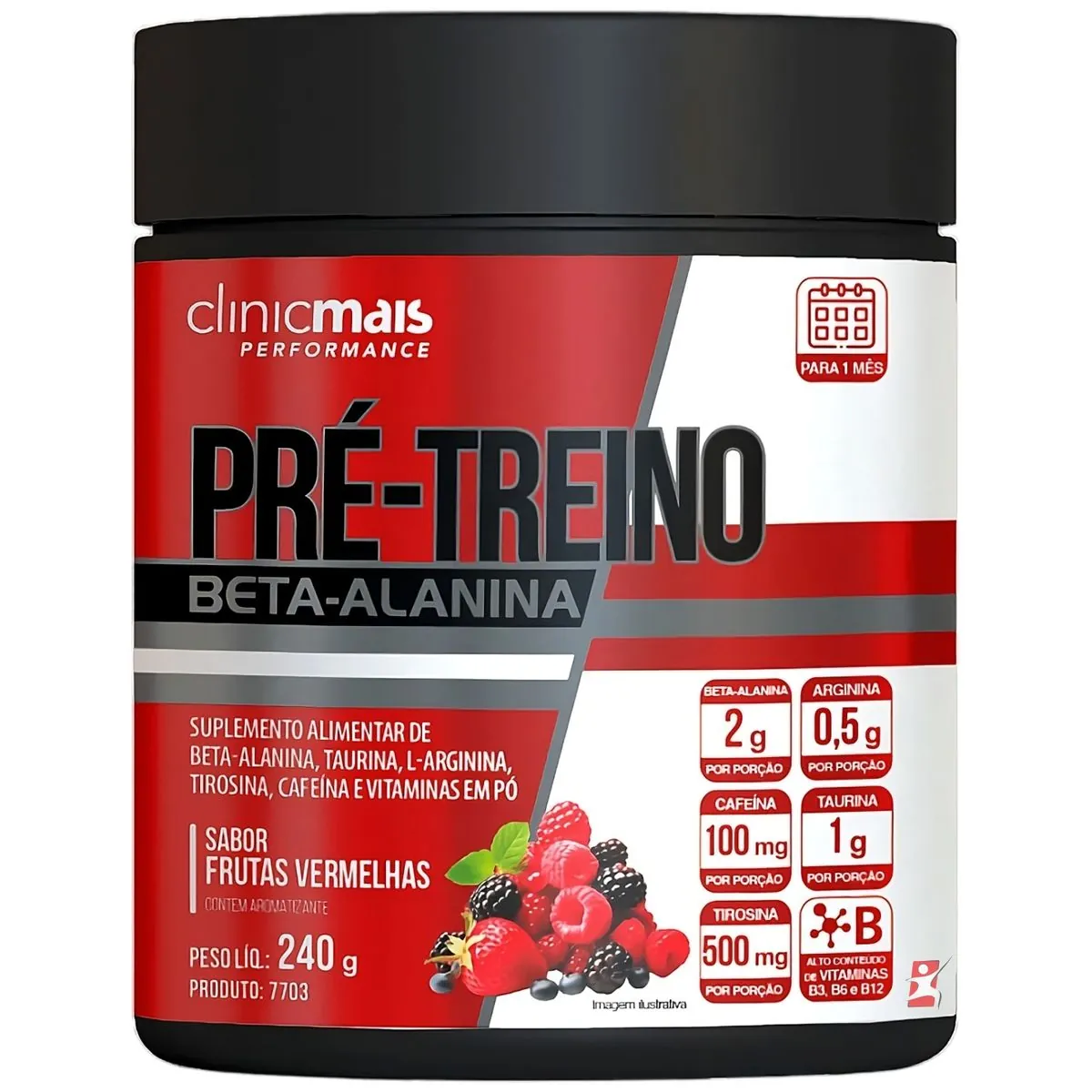 PRE-TREINO - BELA-ALANINA + TAURINA + L-ARGININA + TIROSINA + CAFEÍNA + VITAMINAS FRUTAS VERMELHAS 2