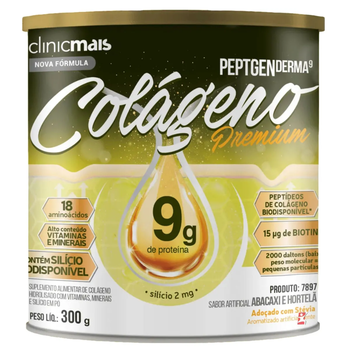 COLAGENO PREMIUM PEPTGENDERMA + VITAMINAS + MINERAIS ABACAXI - CLINICMAIS