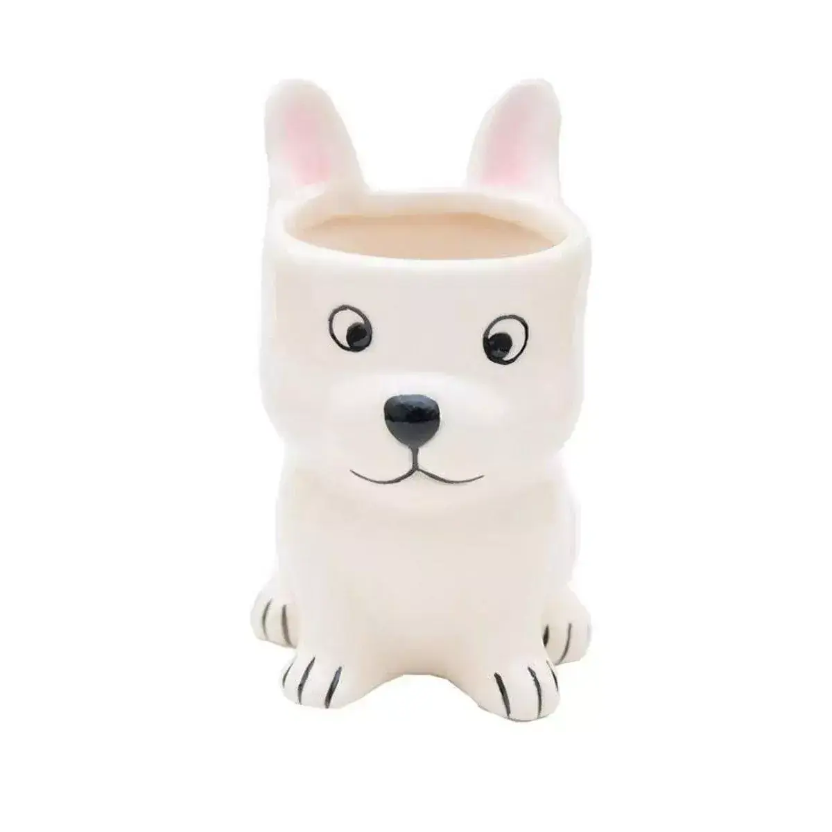 Cachepot Cachorro em Porcelana Branco