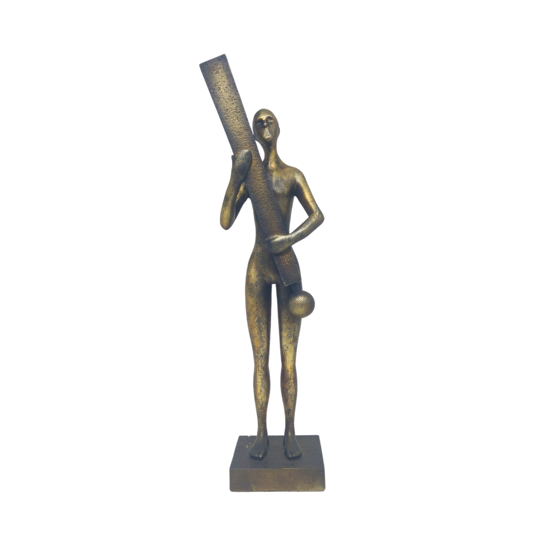 Escultura Homem Pe Exclam Dourado 240222 Brascontinental