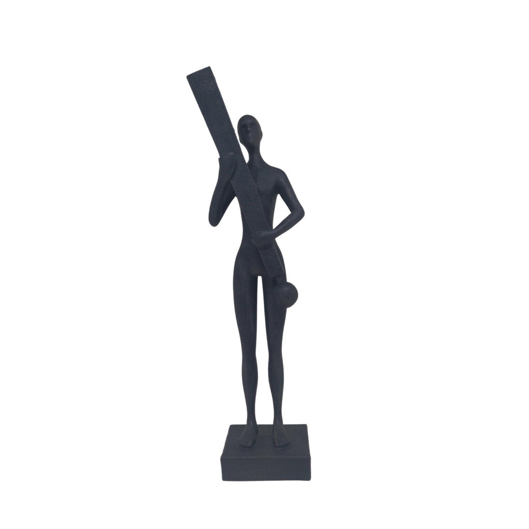 Escultura Homem Pe Exclam Preto 240223 Brascontinental