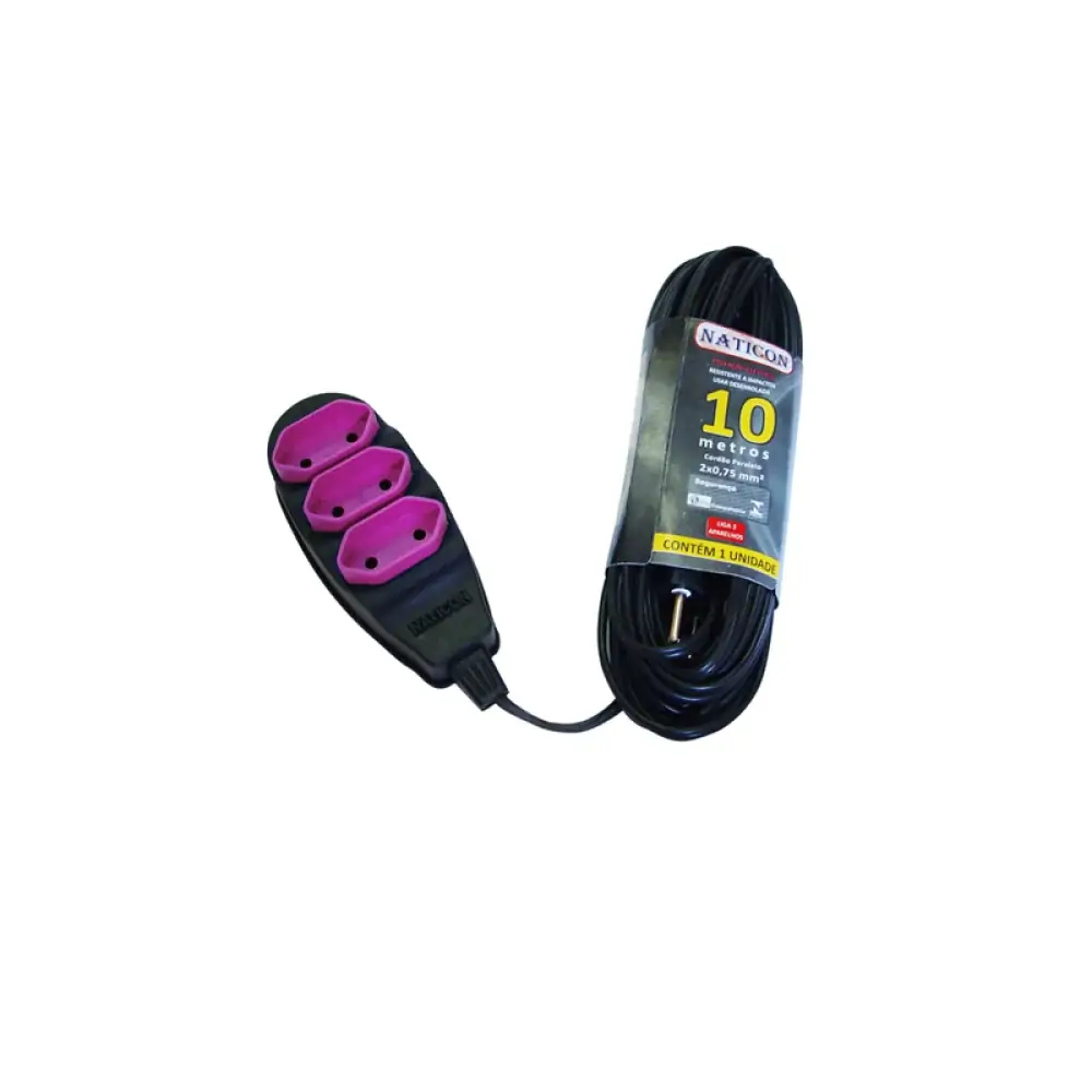 Extensao Elet Naticon 10mt 2pin 3ent Sm