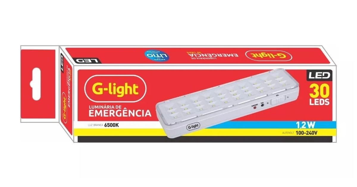 Lum. Emergencia Slim 30 Leds 1,2w 6500k Bateria Litio Autovolt Unico