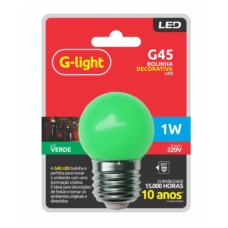 Lampada Bolinha Led G45 1w Verde 220v Un