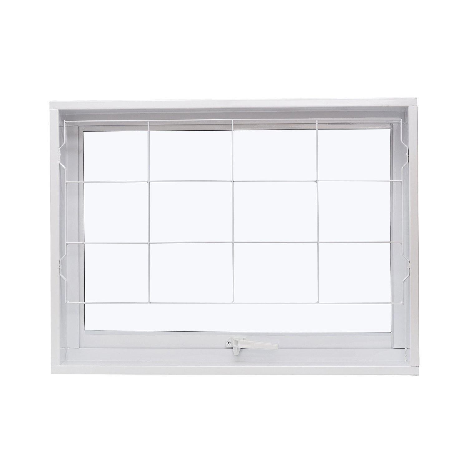 Janela De Aço Maxim-ar 50x50cm Com Grade Quadriculada E Vidro Boreal Qualitysol Ramassol Branco