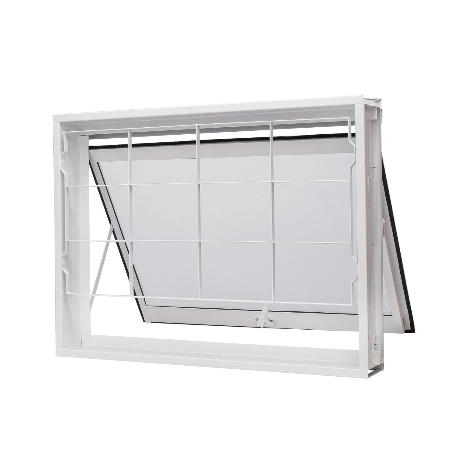 Janela De Aço Maxim-ar 60x60cm Com Grade Quadriculada E Vidro Boreal Qualitysol Ramassol Branco