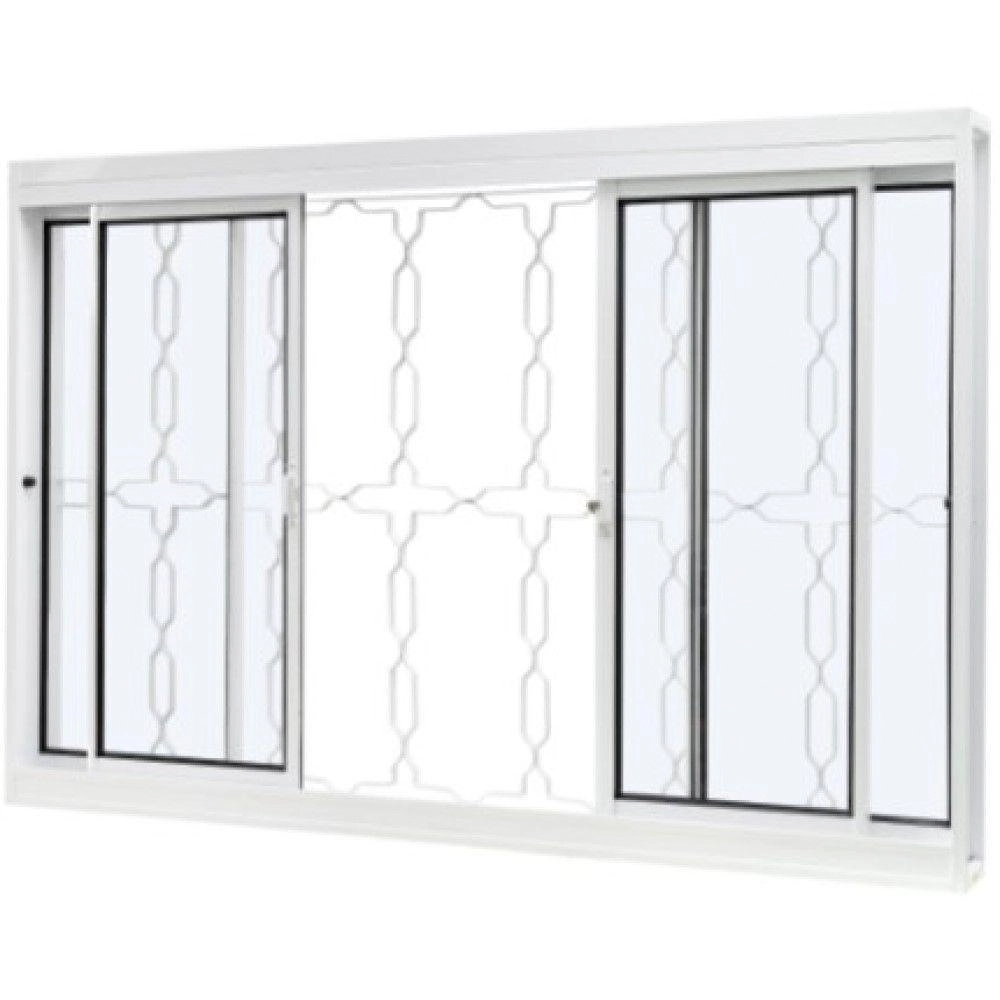 Janela De Correr 04 Folhas Aço Galvanizado C/grade - 100x150
