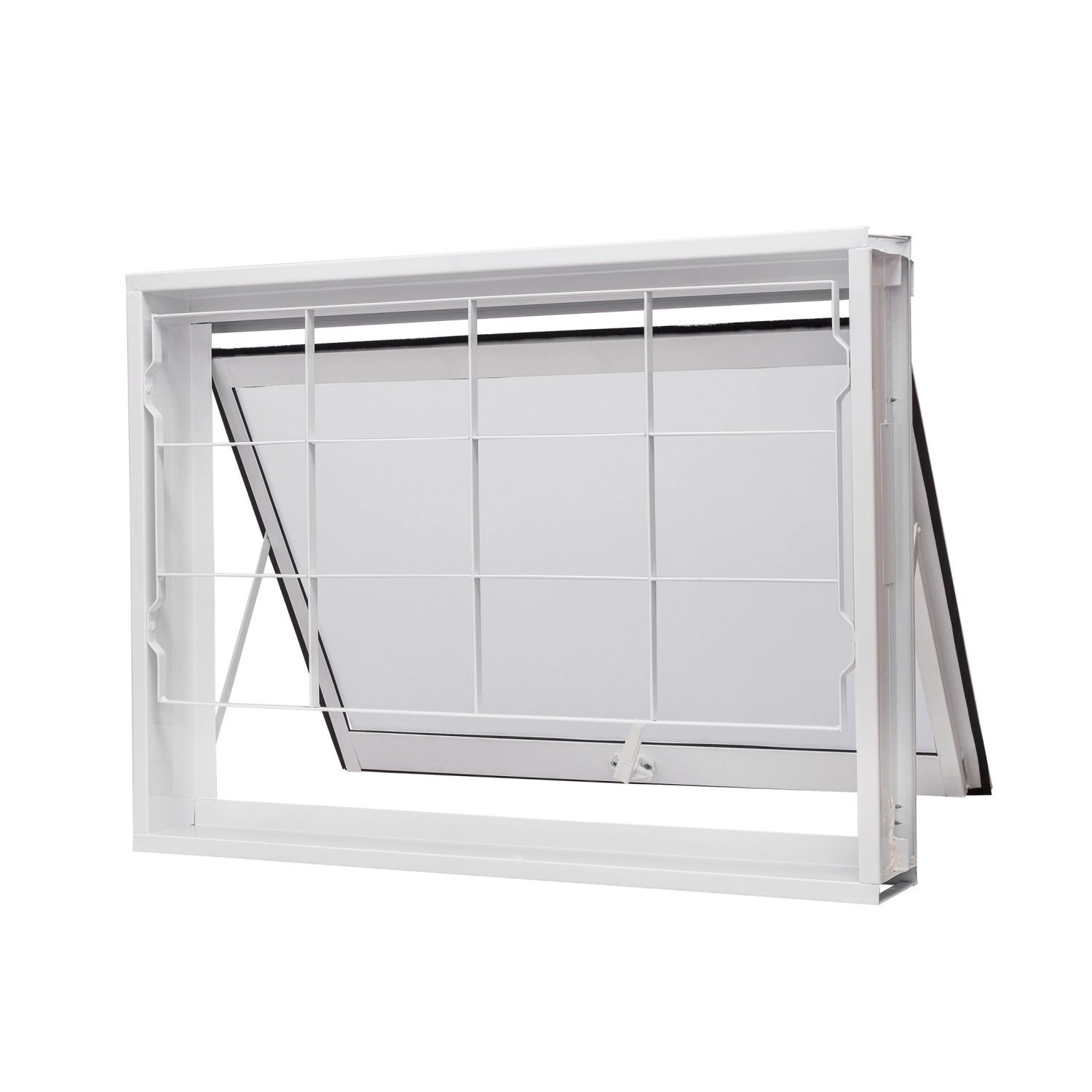 Janela De Aço Maxim-ar 60x80cm Com Grade Quadriculada E Vidro Boreal Qualitysol Ramassol Branco