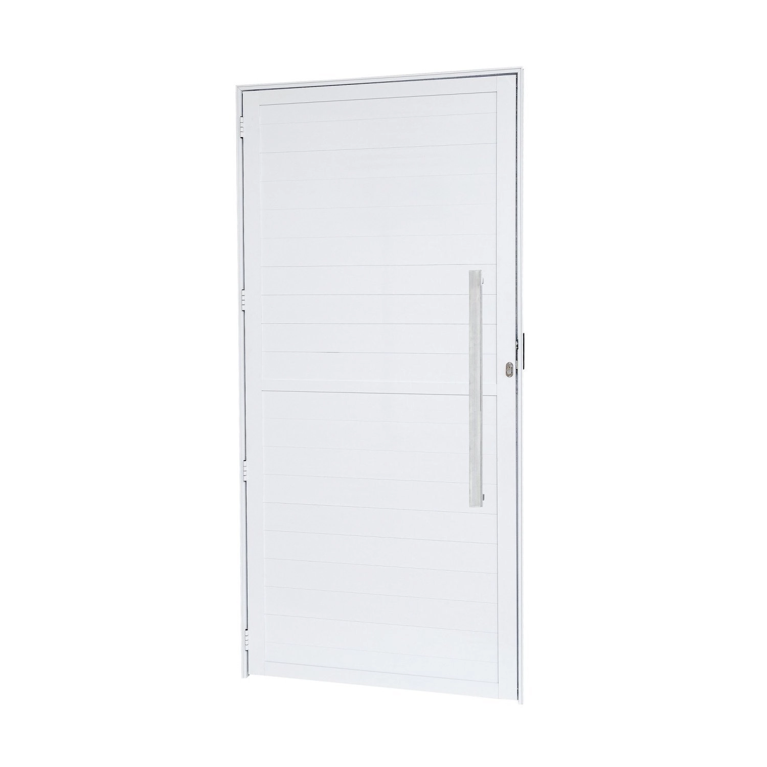 Porta De Alumínio Lambri 210x90cm Batente 4cm Cristal Branca Ramassol Branco