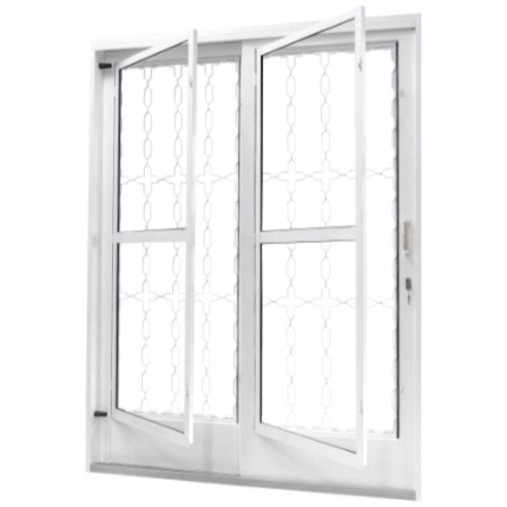 Porta De Correr Em Aço Galvanizado Com Grade Elo Branco "e"- 210x160