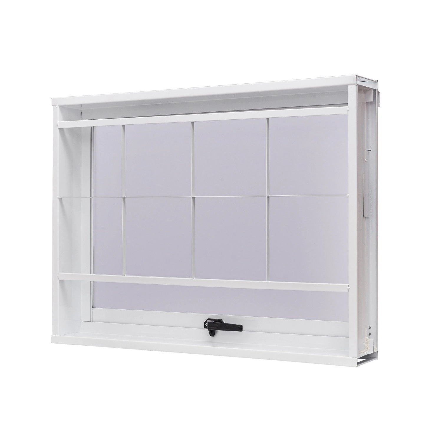 Janela De Aço Maxim-ar 50x50cm Com Grade Quadriculada E Vidro Boreal Unicsol Ramassol Branco