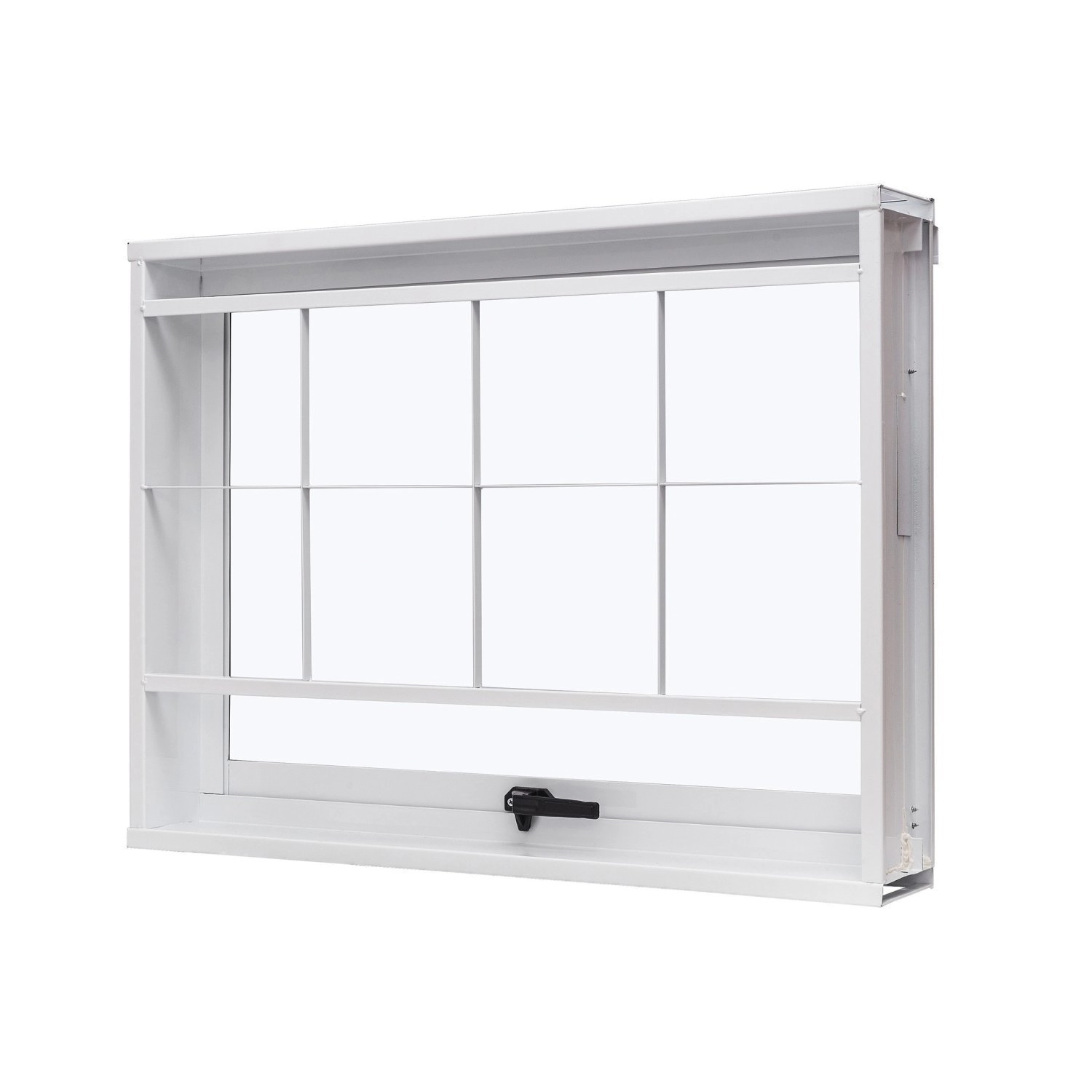 Janela De Aço Maxim-ar 50x50cm Com Grade Quadriculada E Vidro Liso Unicsol Ramassol Branco