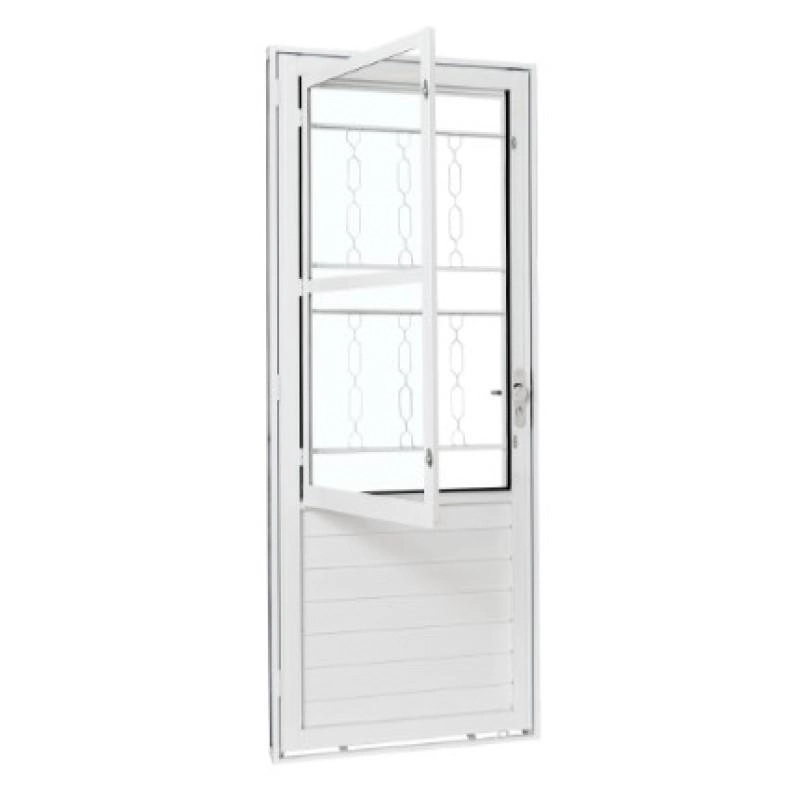 Porta De Aço Galvanizado Branco Social Postigo Elo Direita - 215x83