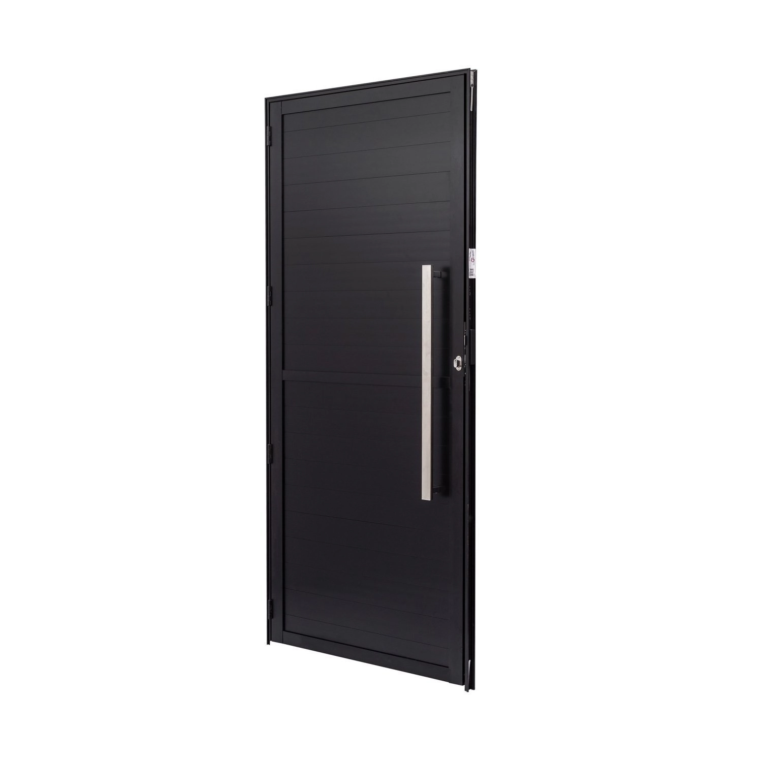 Porta De Alumínio Lambri 210x90cm Batente 4cm Ultra Ramassol Abertura Direita Preto