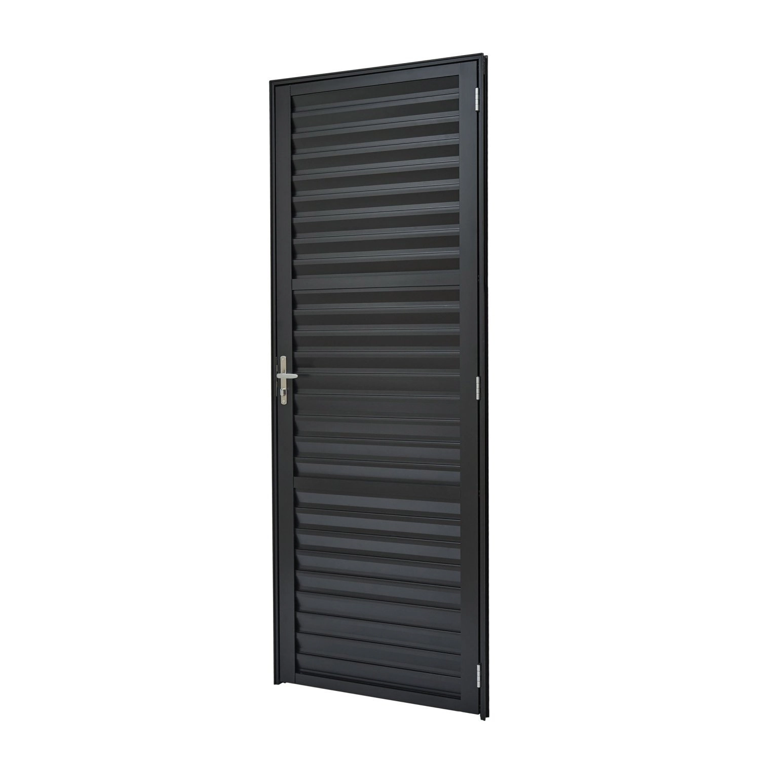 Porta De Aluminio 210x80cm Batente 4cm Ultra Ramassol Abertura Direita Preto