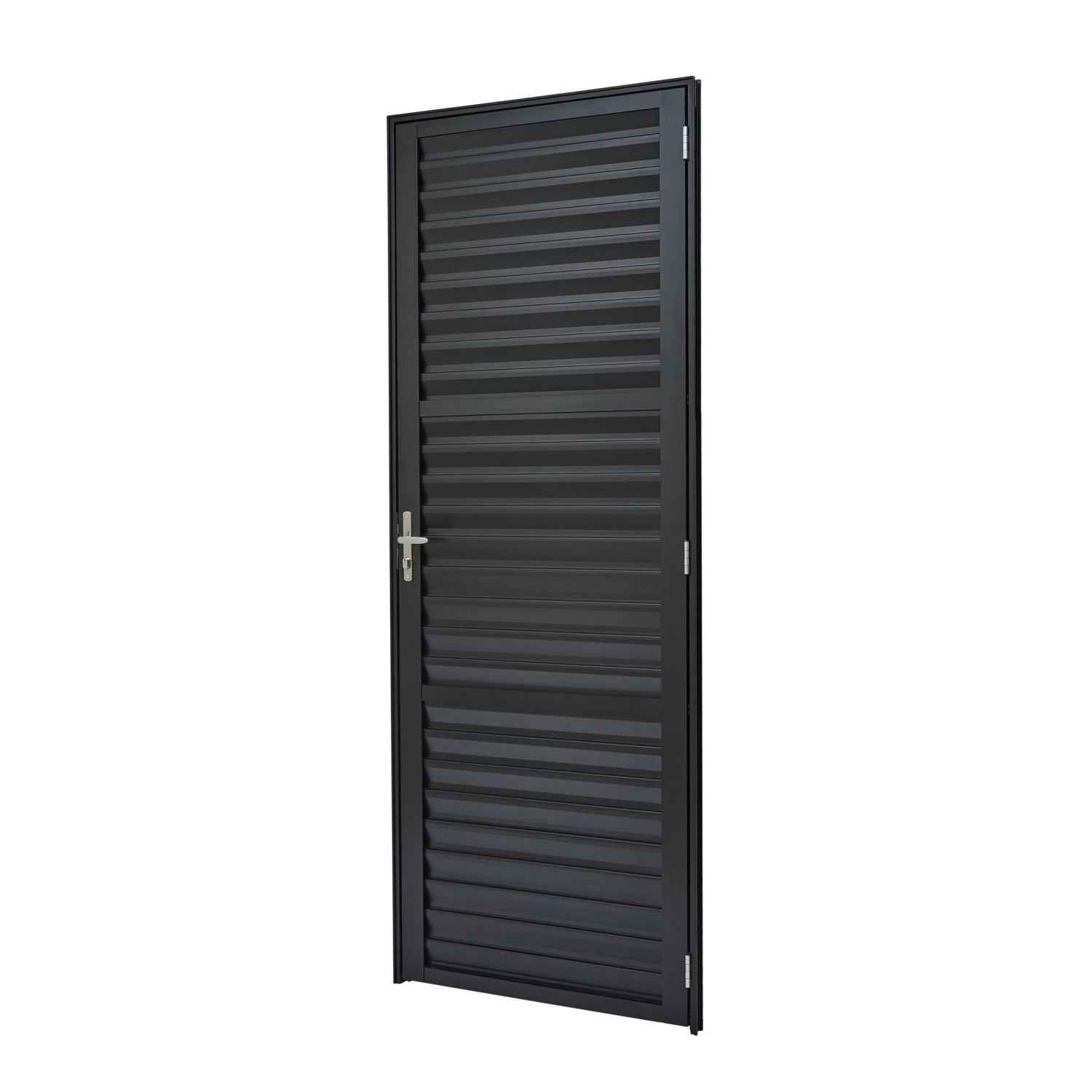 Porta De Aluminio 210x90cm Batente 4cm Ultra Ramassol Abertura Esquerda Preto