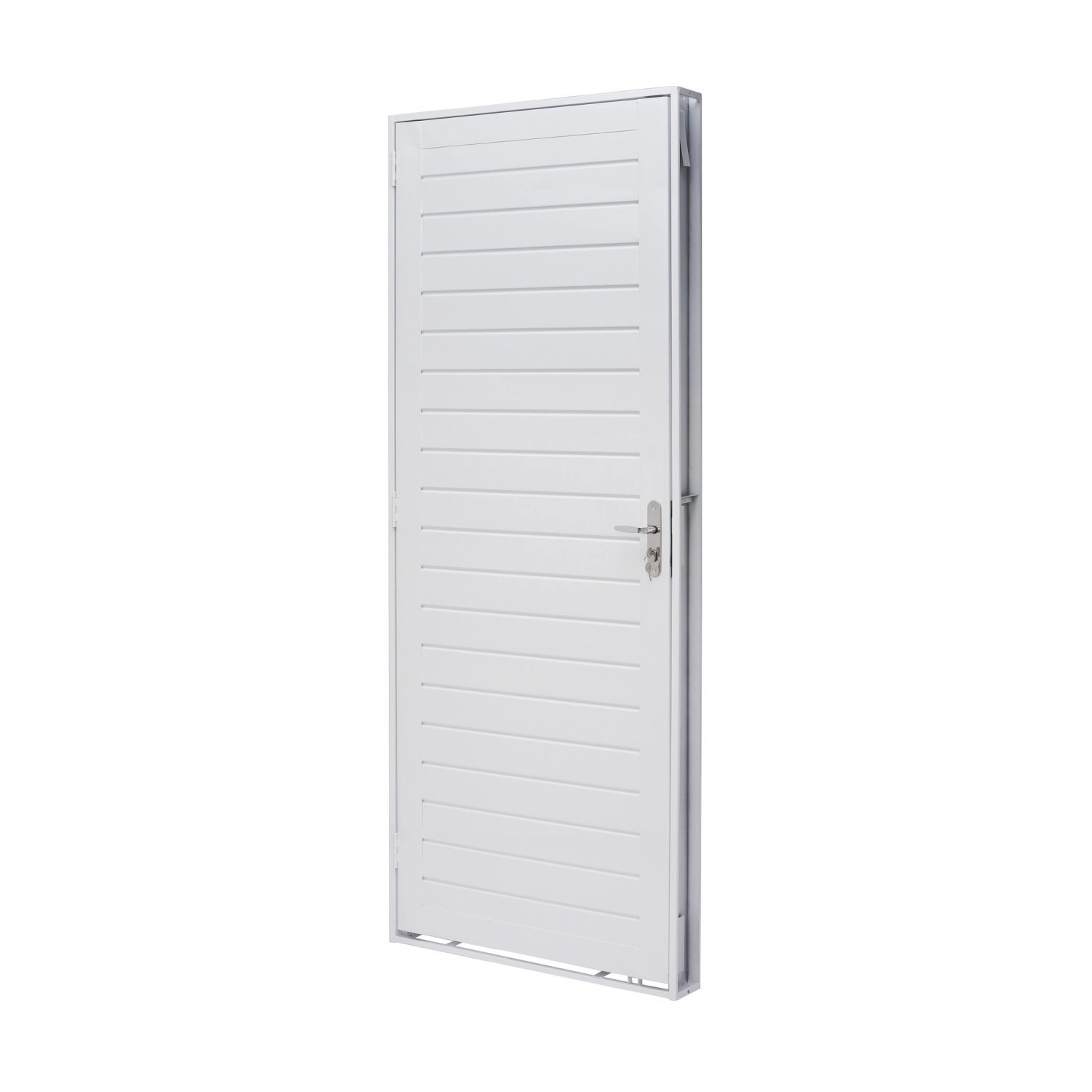 Porta De Aço Lambri 215x83cm Batente 12cm Qualitysol Ramassol Abertura Esquerda Branco