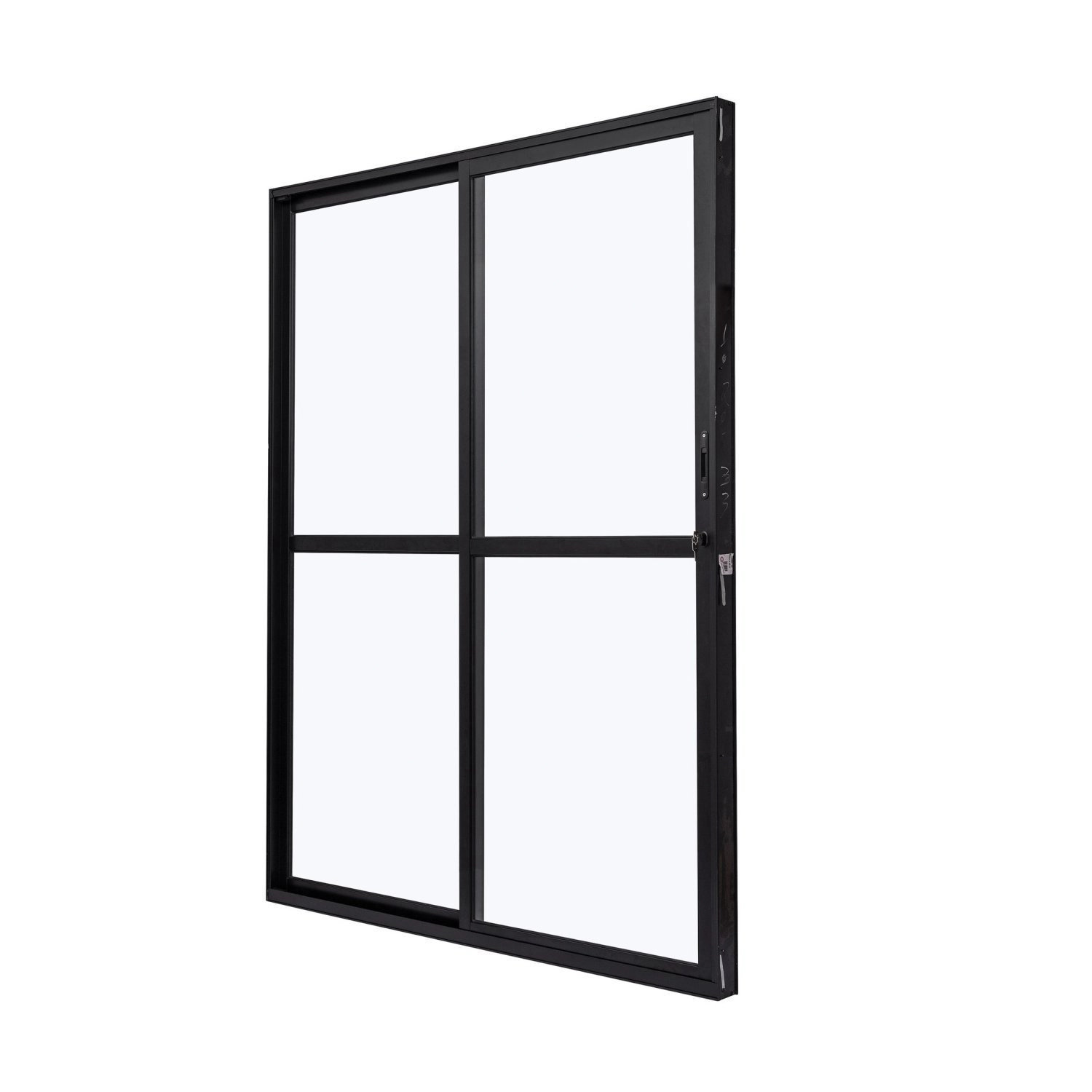 Porta De Aluminio Balcão 210x160cm 2 Folhas Com Vidro Liso E Batente 7,9cm Cristal Ultra Ramassol Preto