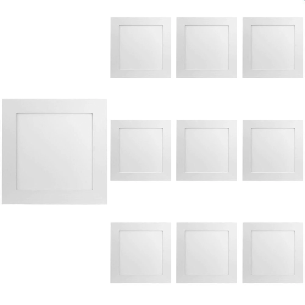 10 Painel De Led Save Energy Quadrado De Embutir 20w Bivolt Branco 3000k Luz Amarela