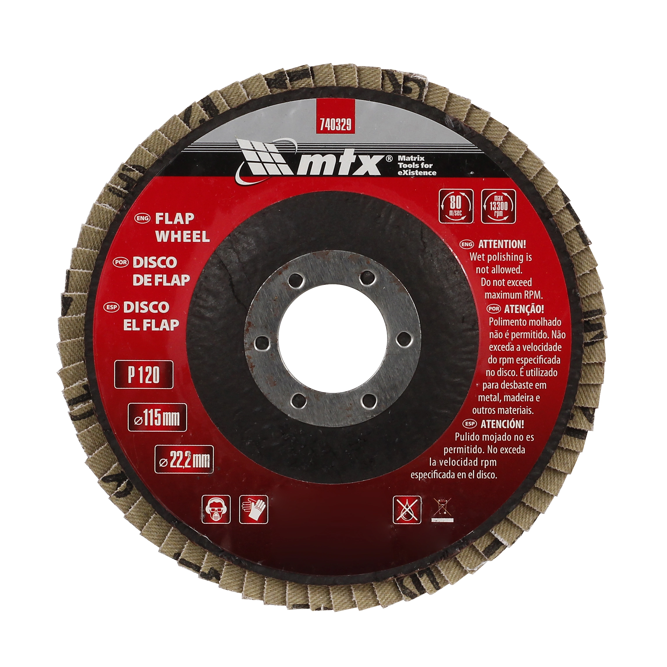 Disco Flap 4.1/2 Grao 120 Furo 22 Mtx