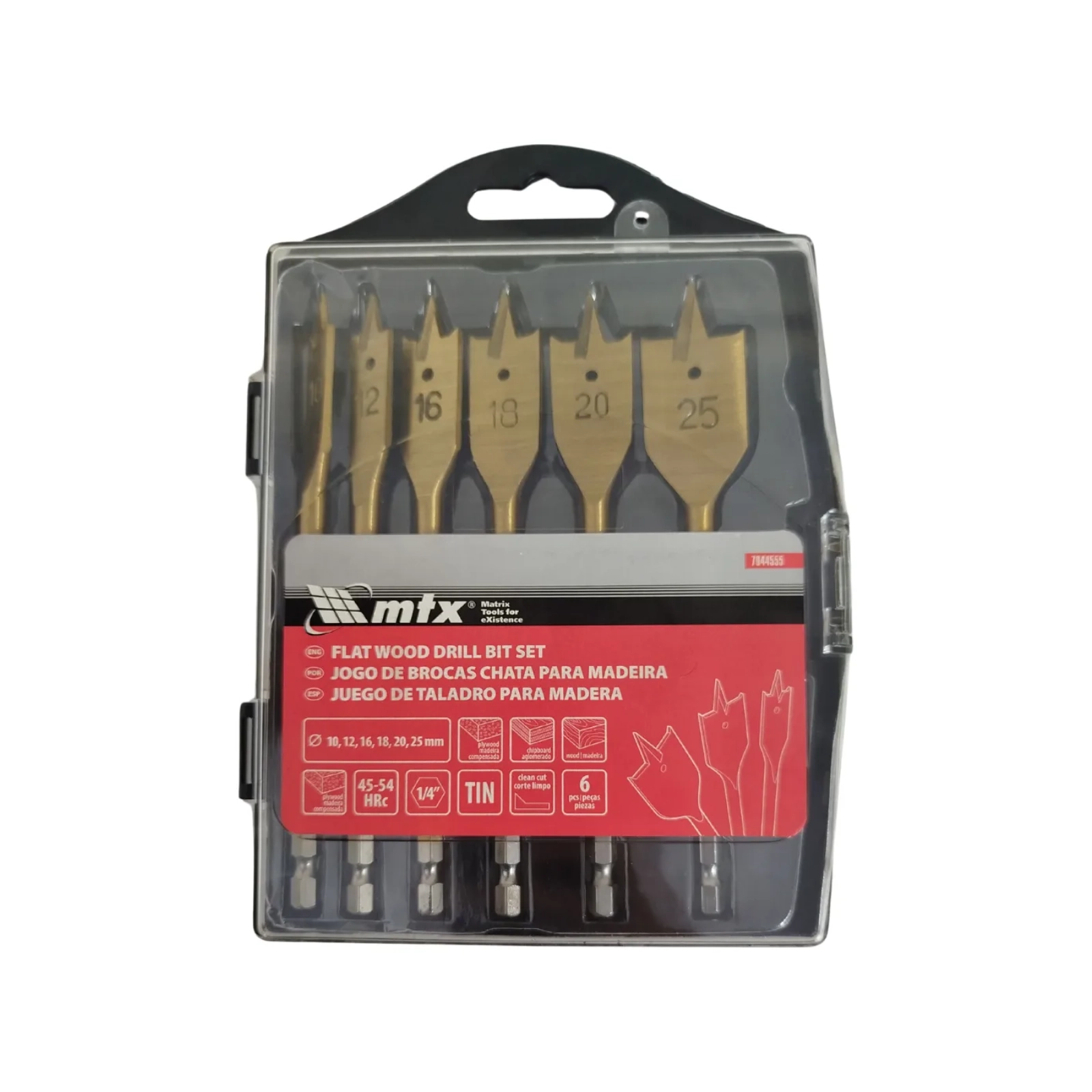 Jogo Kit De Broca Chata 10 A 25mm 6 peças - Mtx